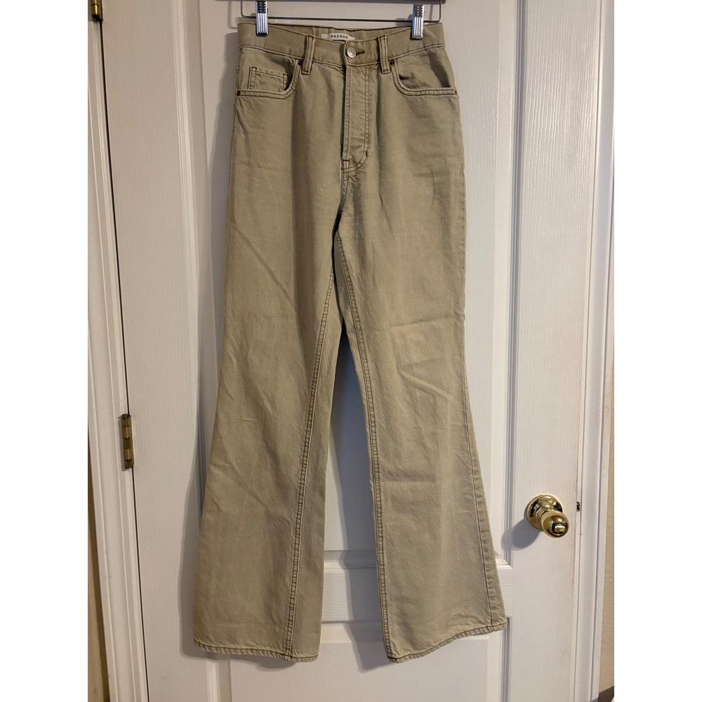 PacSun Bootcut Jeans Women 26 Tan Excellent High Rise Button Fly Khaki Denim